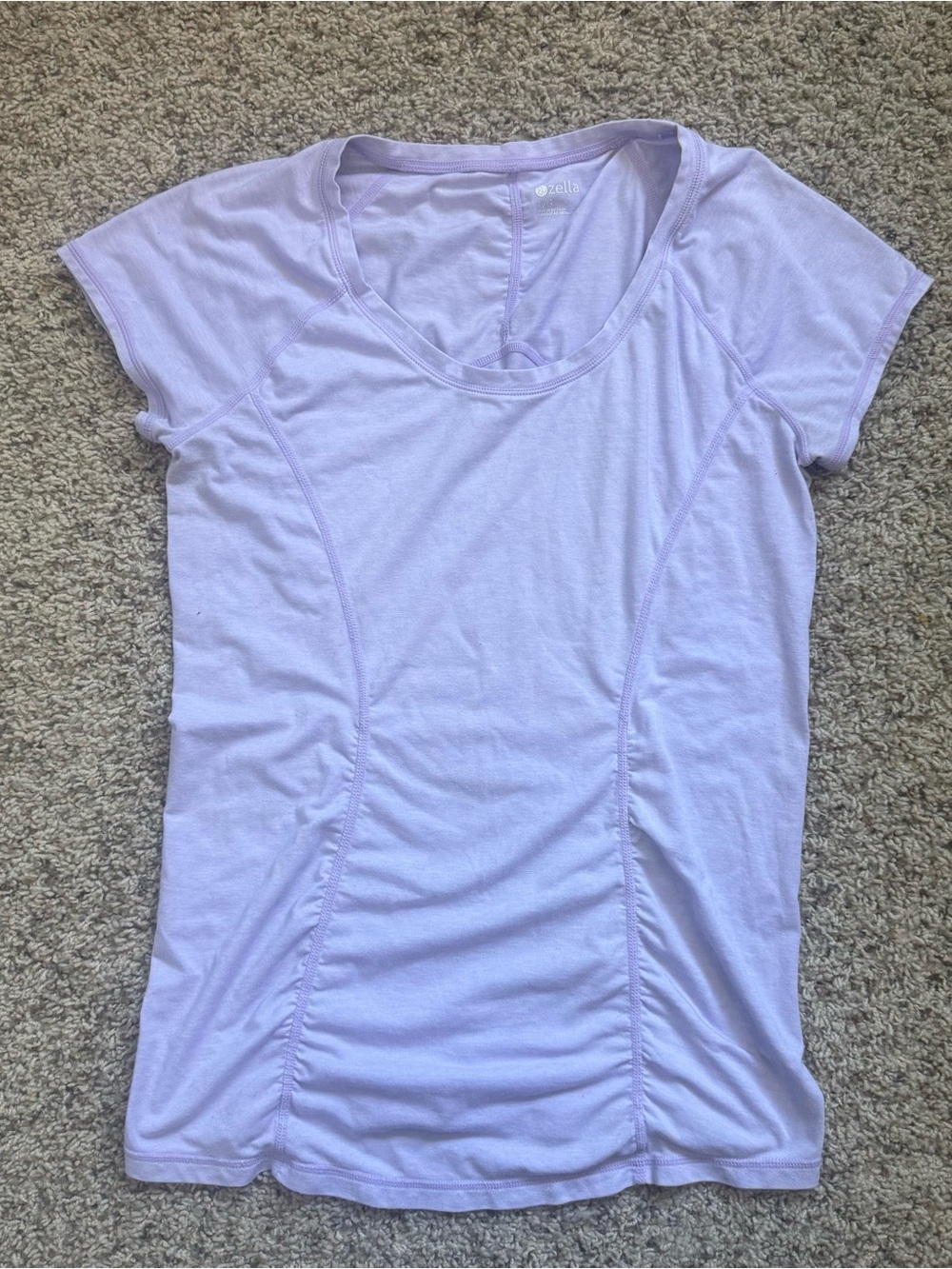 Zella Light Purple Ruched Short Sleeve Tee Size L